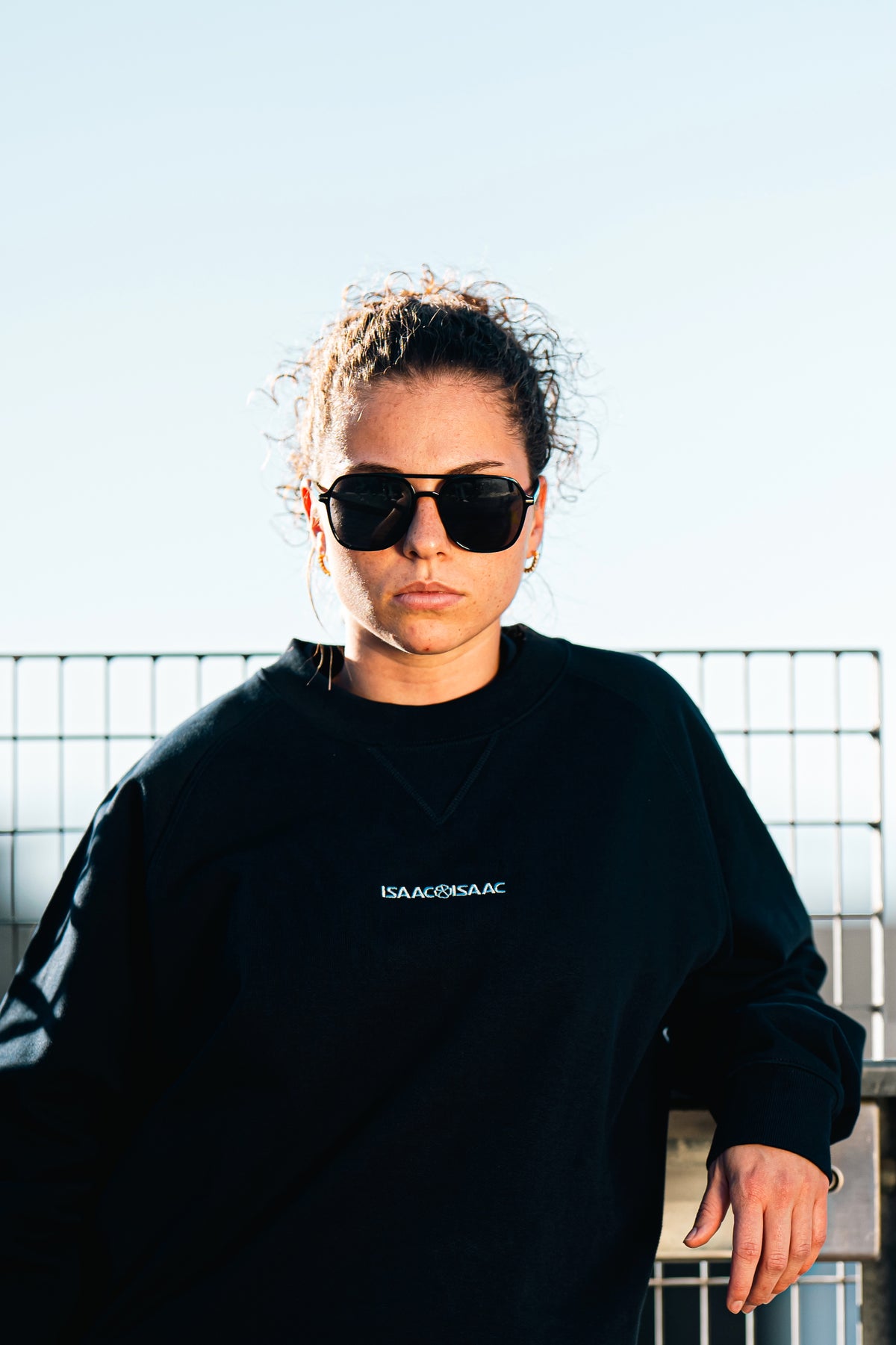 Crew neck navy fleur bleu ciel