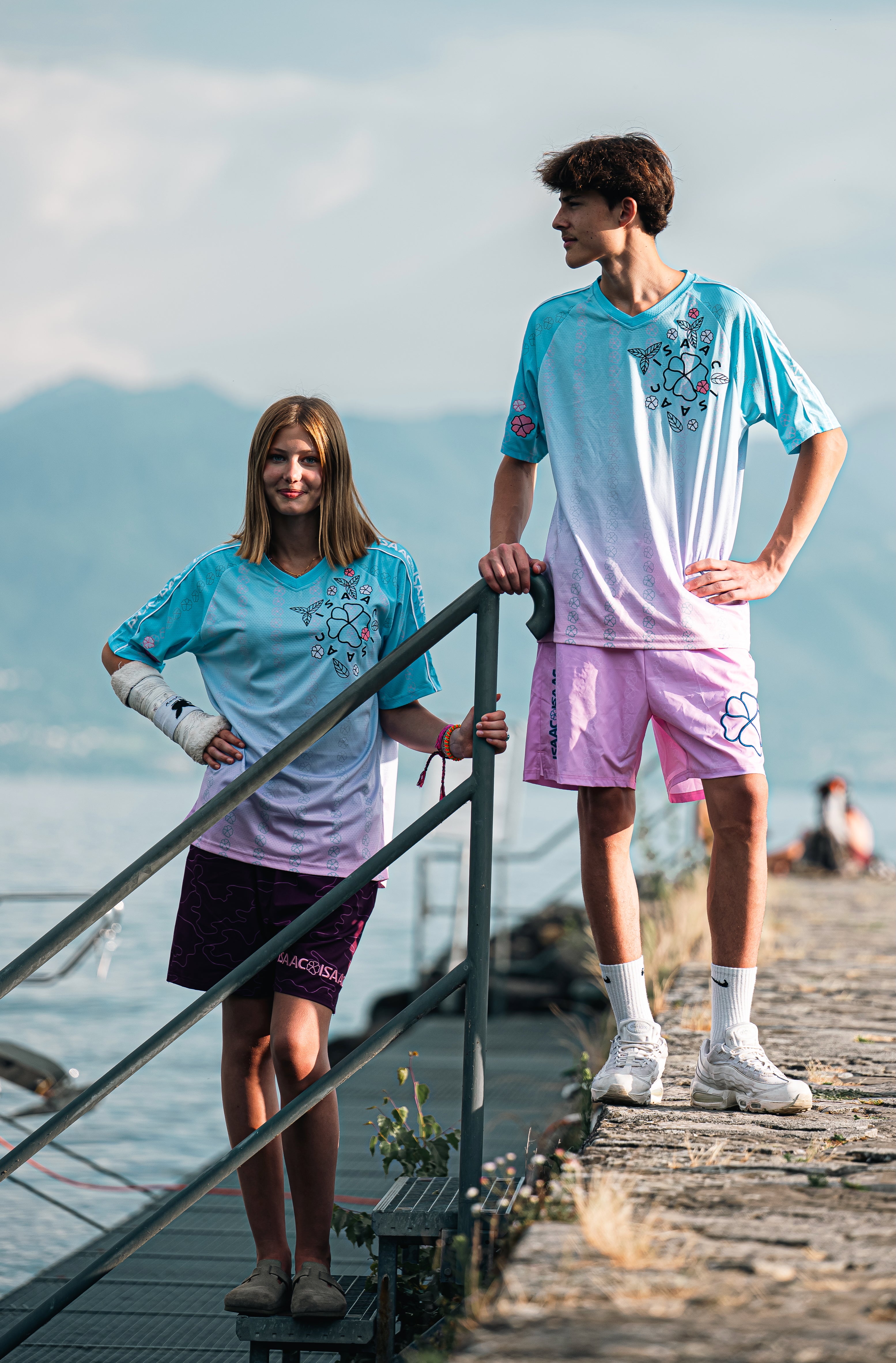 Maillot turquoise rose
